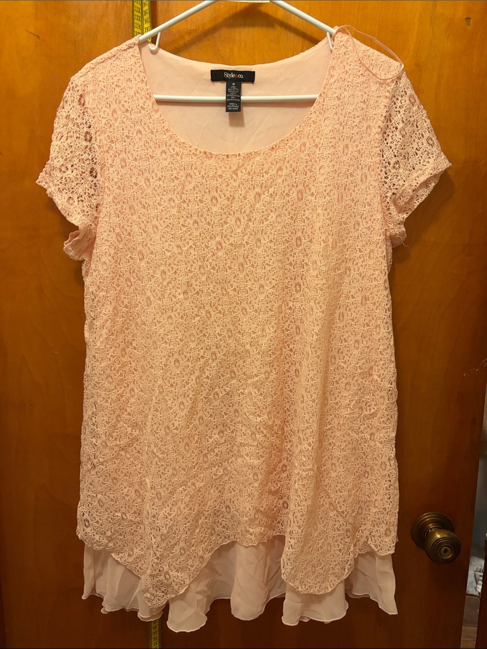 Style & Co. Blush Pink Lace Layered Tunic